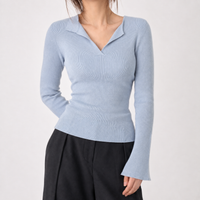 Livia V Neck Top - Light Blue