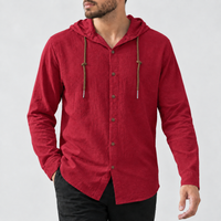 Caleb Hooded Shirt - Wine Red