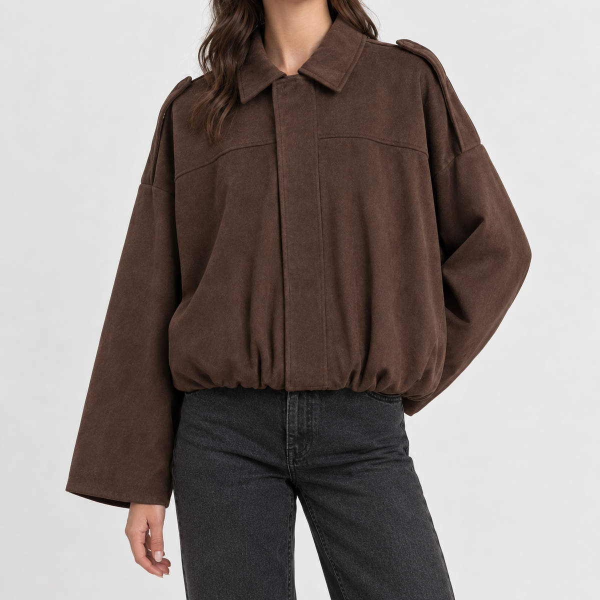 Broadbottom Suede Bomber Jacket - Coffee Brown