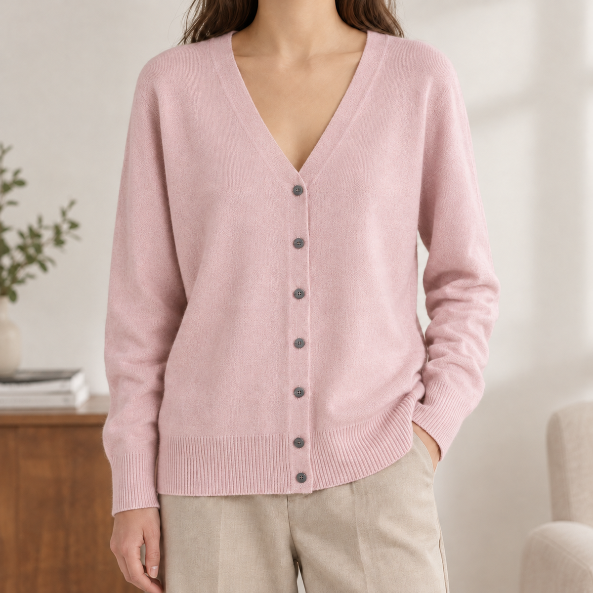 Balquhidder V Neck Cardigan - Pink