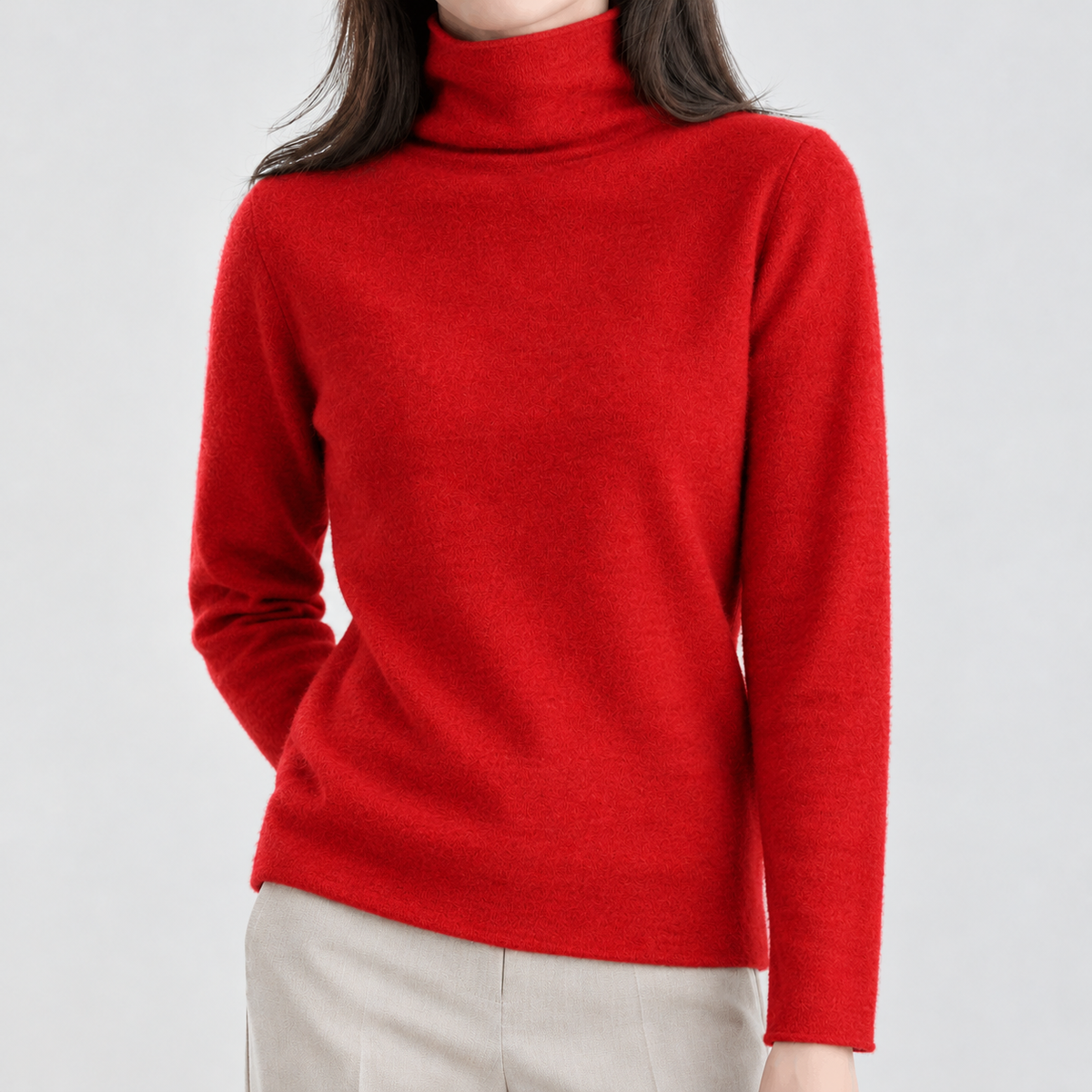 Farleton Cashmere Turtleneck Sweater - Chinese Red