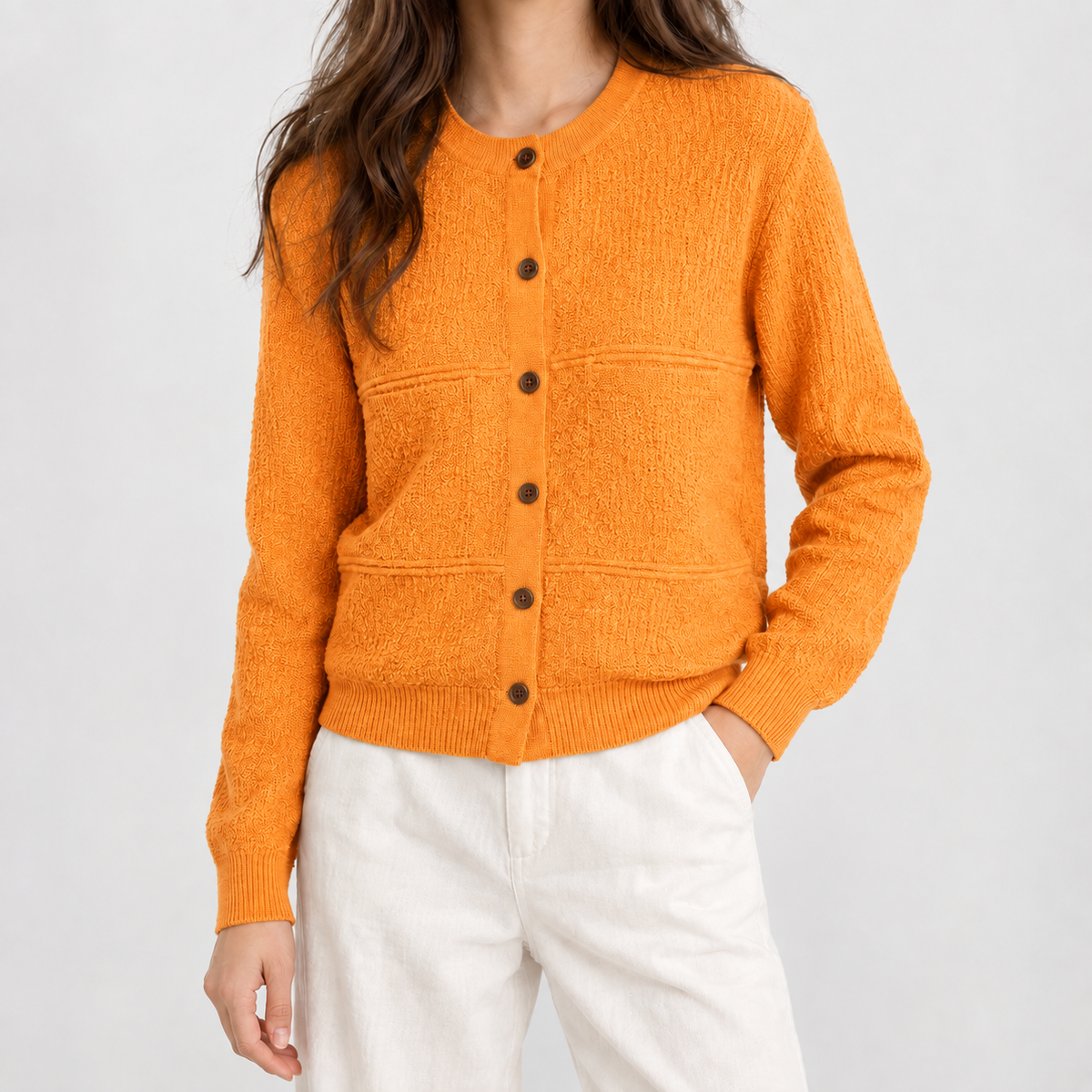 Vivienne Textured Cardigan - Orange