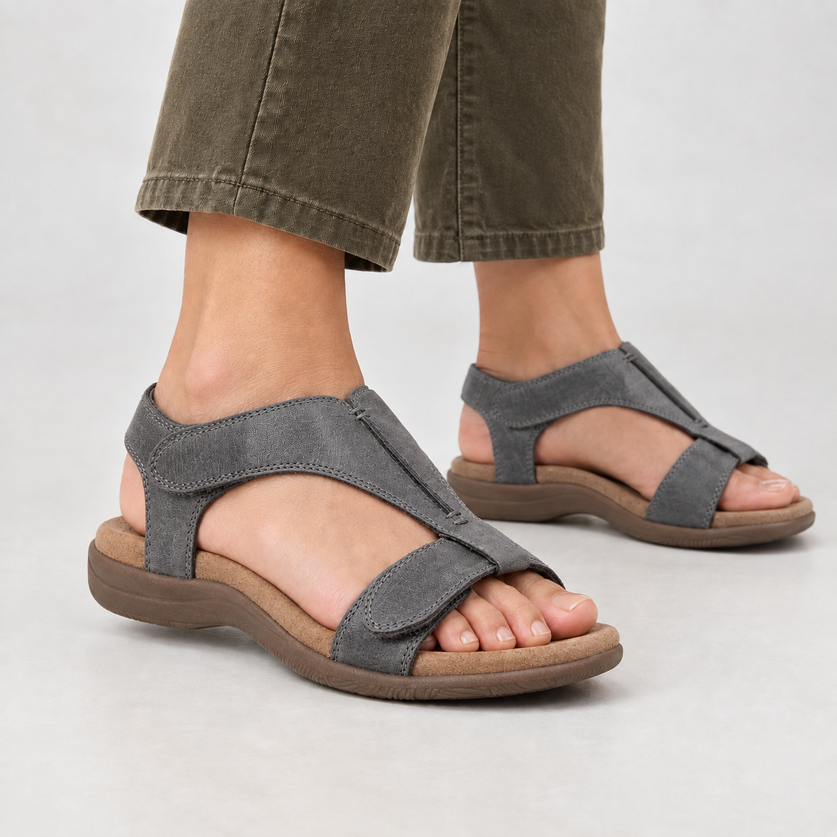 Selworthy T-Strap Sandals - Gray