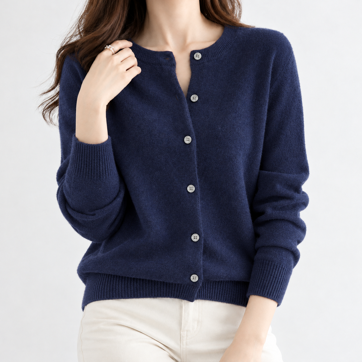 Hareby Cashmere Cardigan - Navy Blue