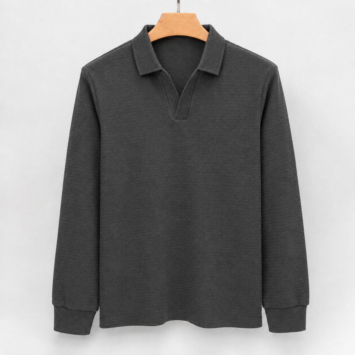 Oliver Open Collar Polo - Dark Gray