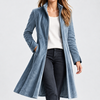 Serena Velvet Overcoat - Blue