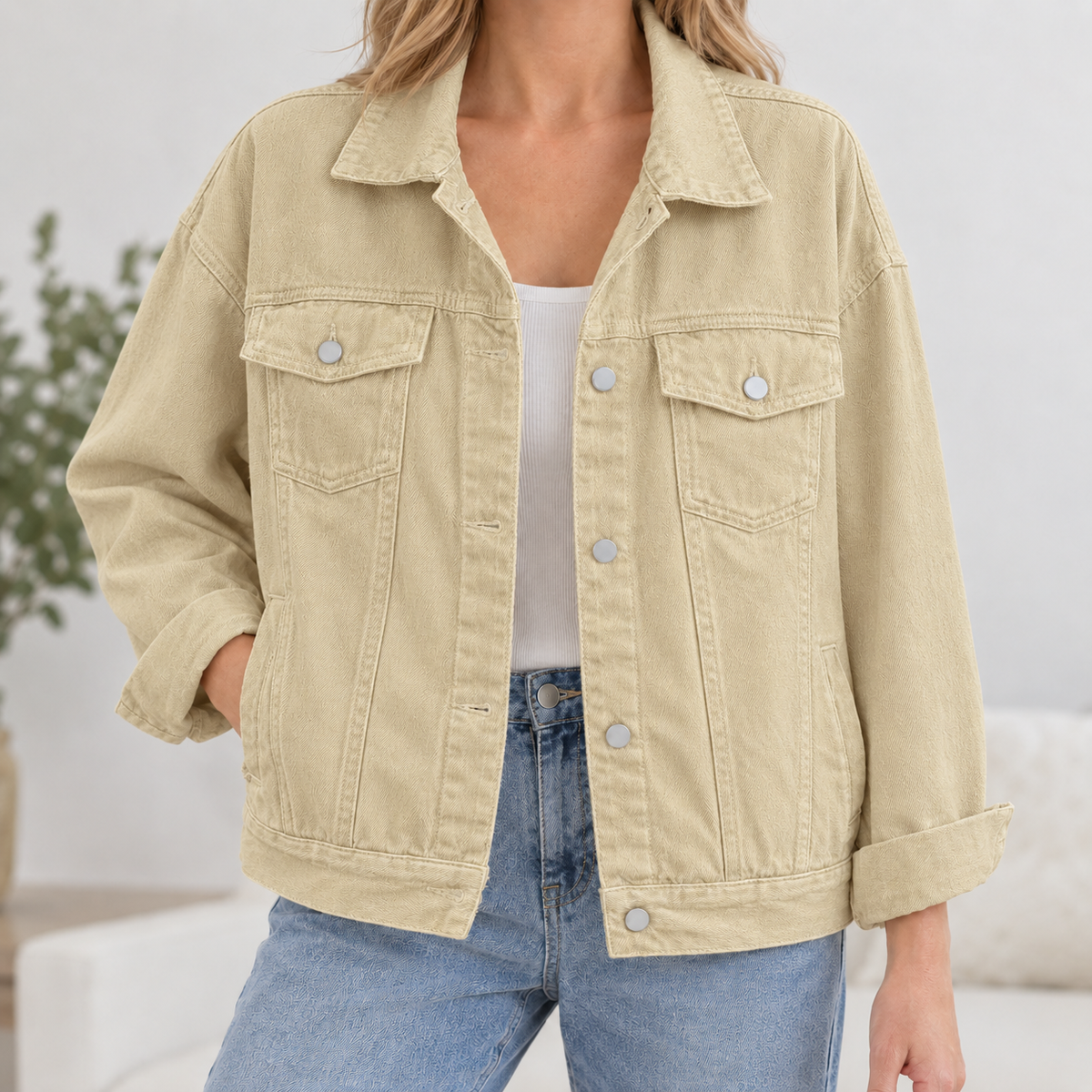 Ashley Denim Jacket - Khaki