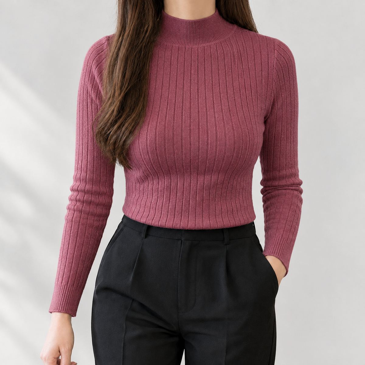 Brockleymoor Ribbed Top - Rose Red