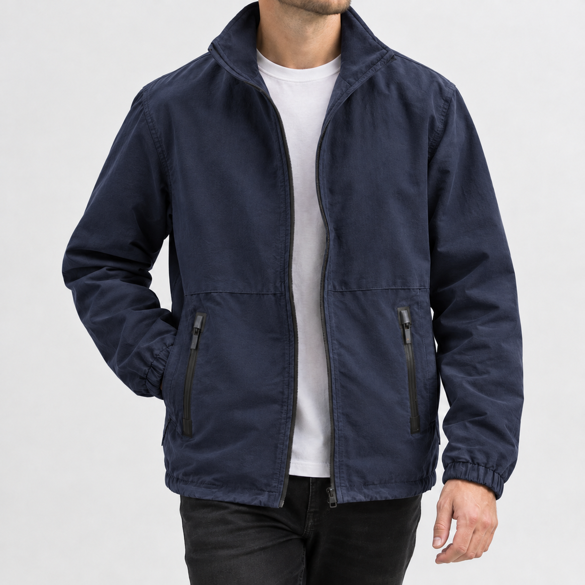 Buckland Stand Collar Jacket - Navy Blue