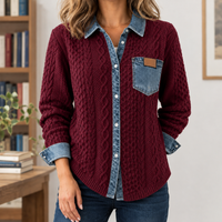 Mearbeck Cable Knit Jacket - Burgundy