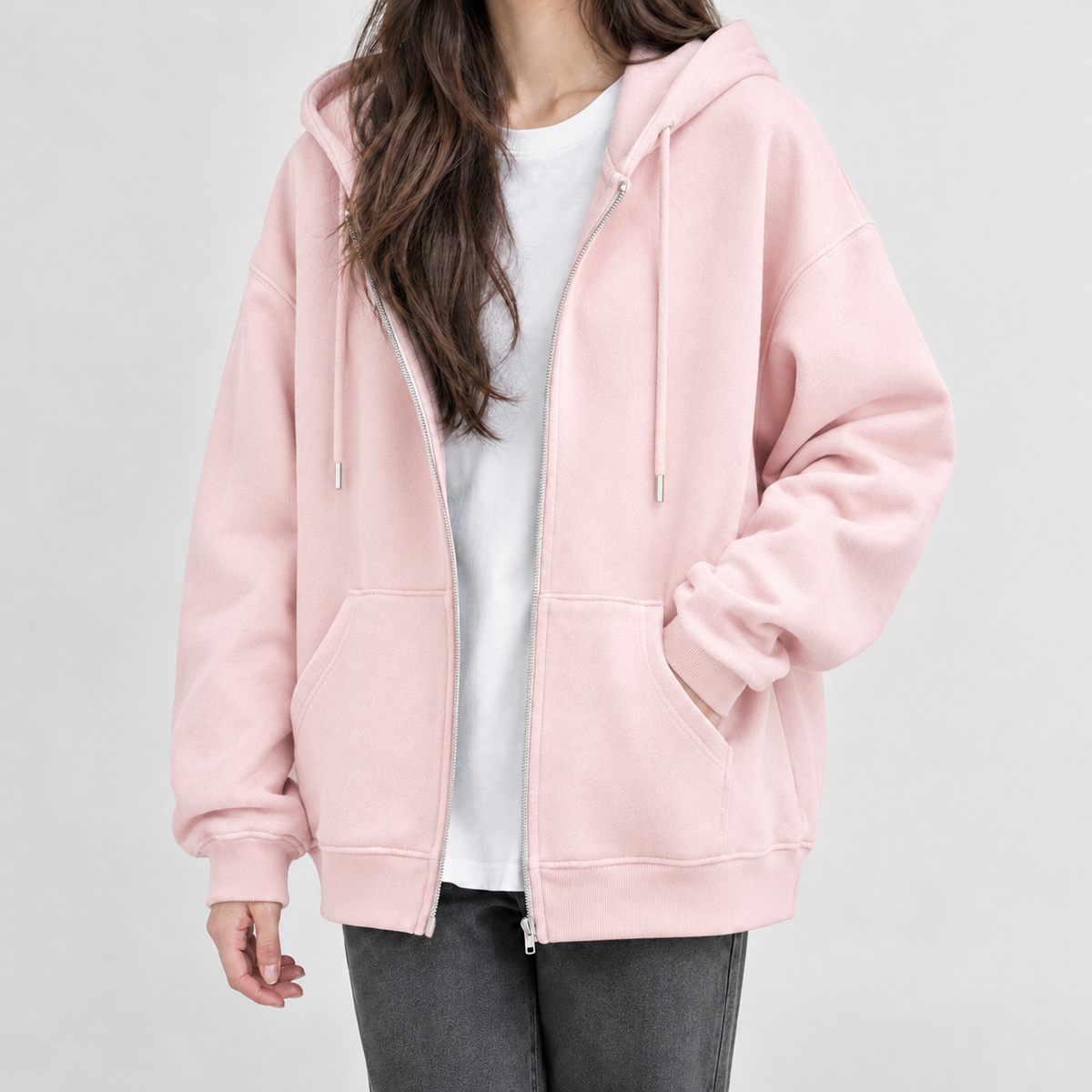 Lamellion Relaxed Zip Hoodie - Pink