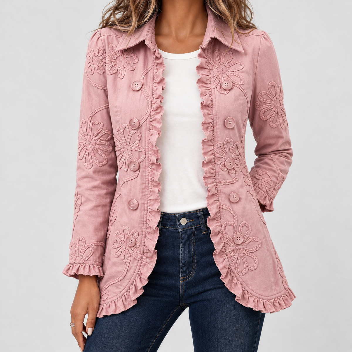 Winsford Floral Ruffle Jacket - Pink