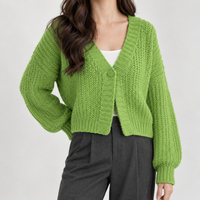 Devoke Chunky Cardigan - Grass Green
