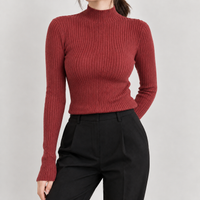 Pilsdon Cashmere Turtleneck Top - Brick Red