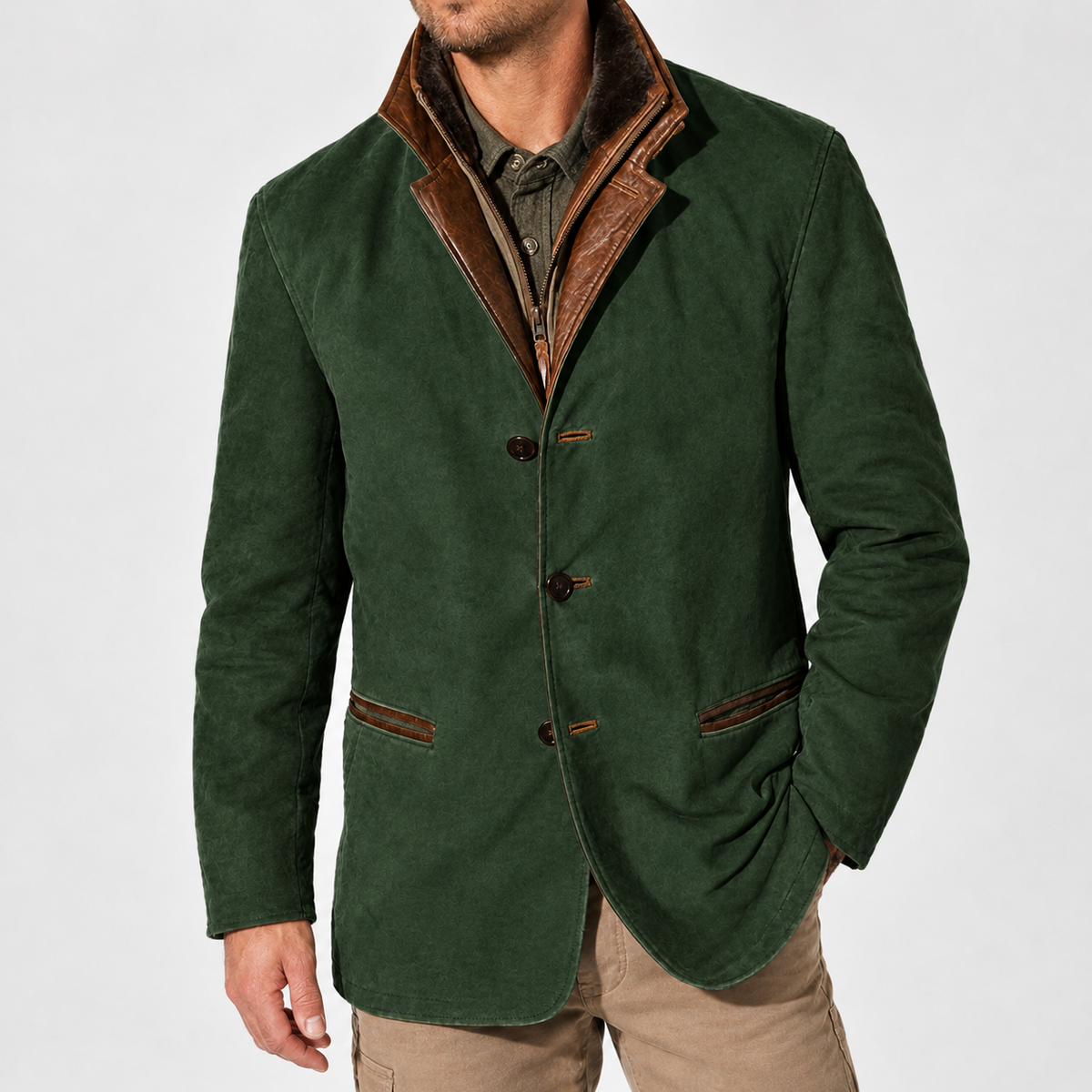 Kildale Layered Collar Jacket - Green