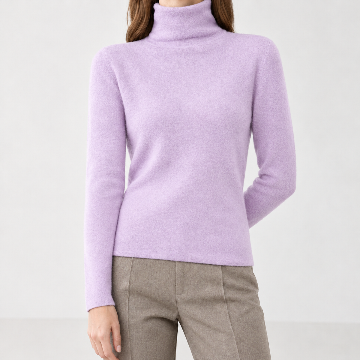 Polperro Cashmere Turtleneck - Flower Purple