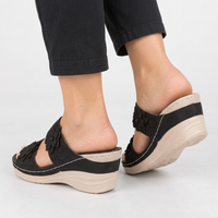 Rizzi Floral Wedge Sandals - Lead Product Detail